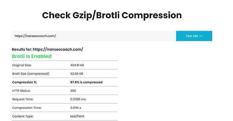 تست فعال بودن Gzip سایت